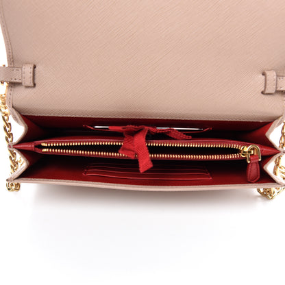 Prada Saffiano Lux Monocrome Chain Wallet Cipria 6 of 11