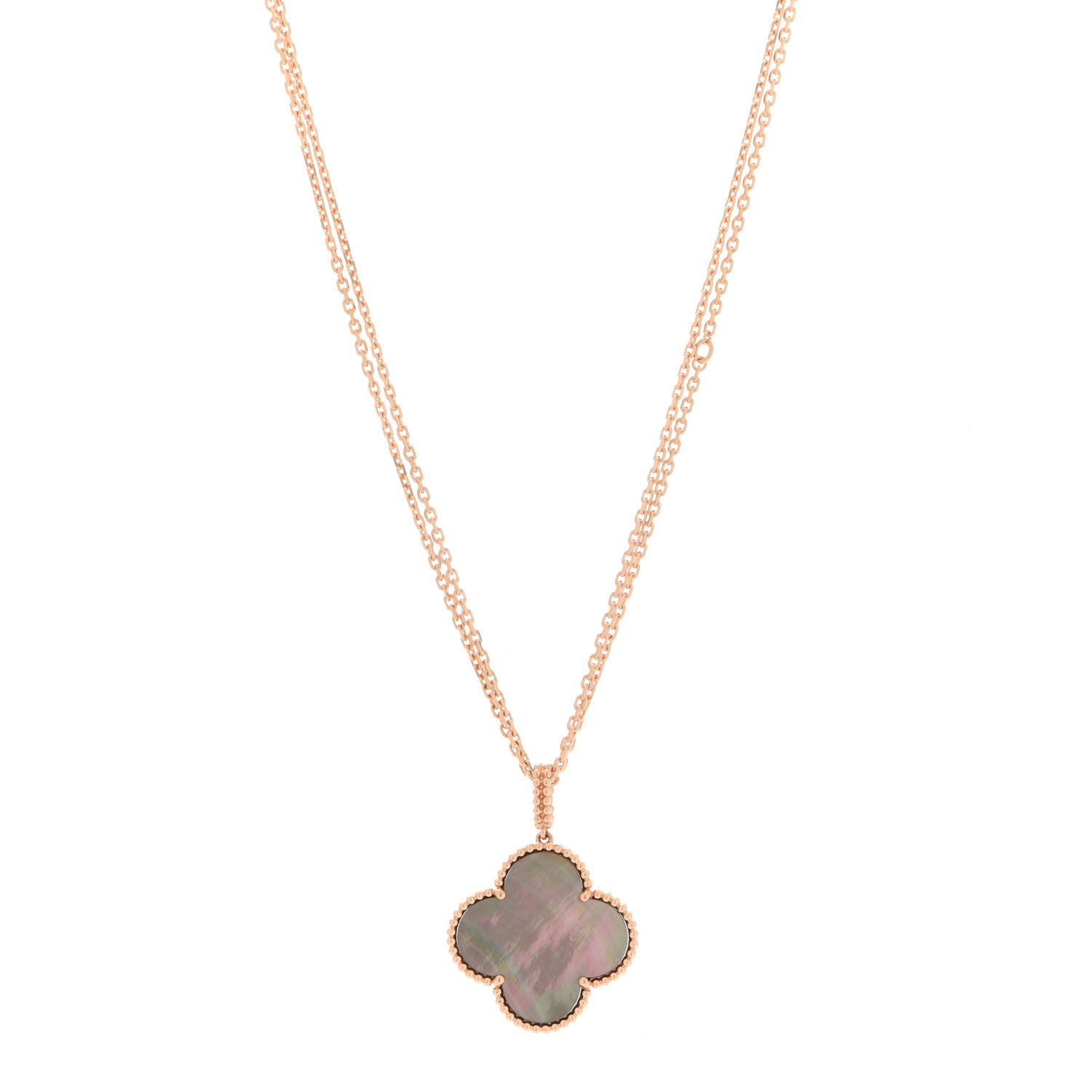 Van Cleef & Arpels 18K Rose Gold Gray Mother of Pearl Magic Alhambra Long Necklace 1 of 7