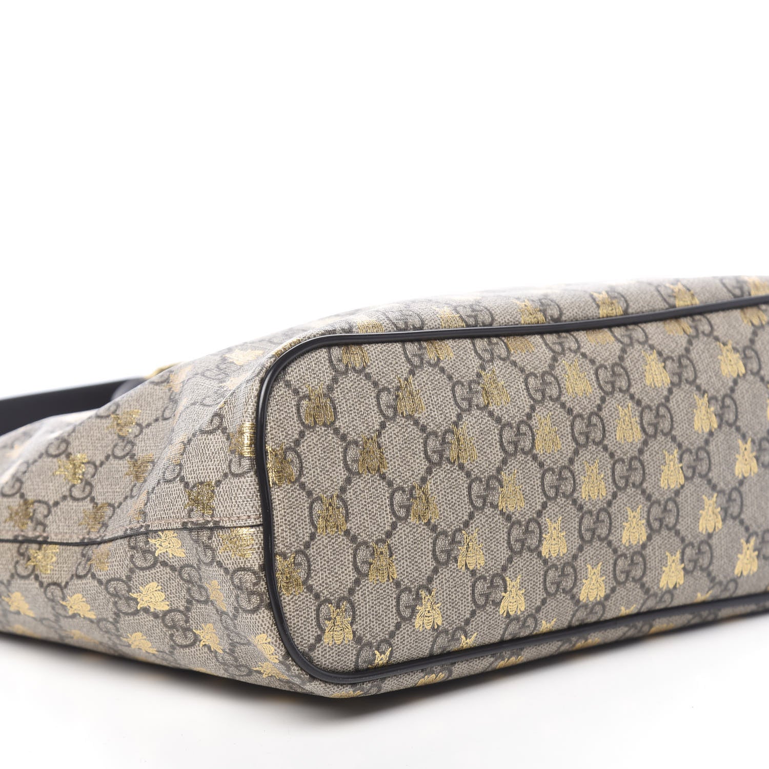 Gucci Soft GG Supreme Monogram Bees Small Crossbody Tote Beige Oro Black 9 of 10