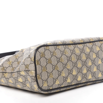 Gucci Soft GG Supreme Monogram Bees Small Crossbody Tote Beige Oro Black 9 of 10