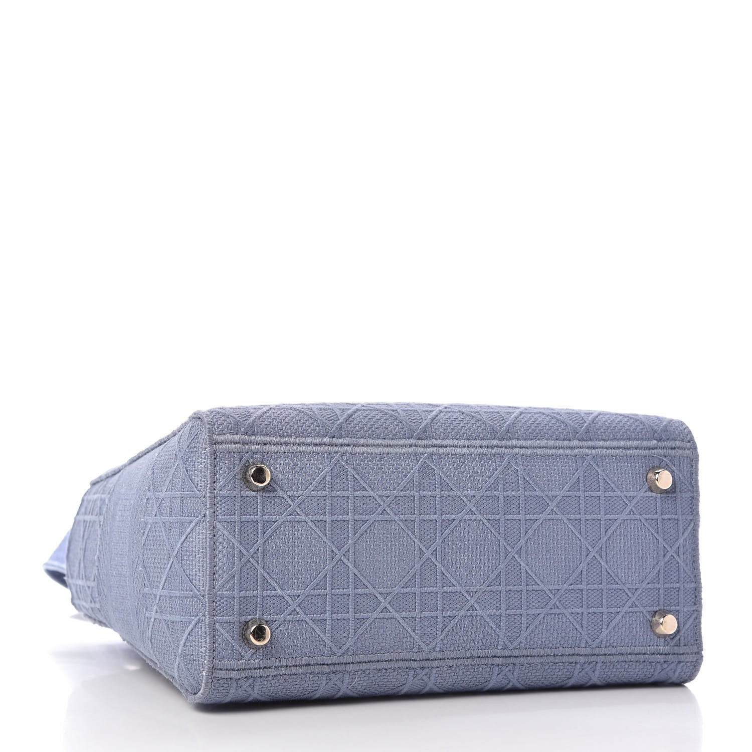 Christian Dior Canvas Embroidered Cannage Medium Lady D-Lite Blue 4 of 10