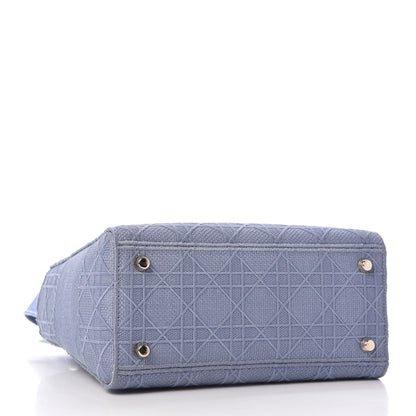 Christian Dior Canvas Embroidered Cannage Medium Lady D-Lite Blue 4 of 10