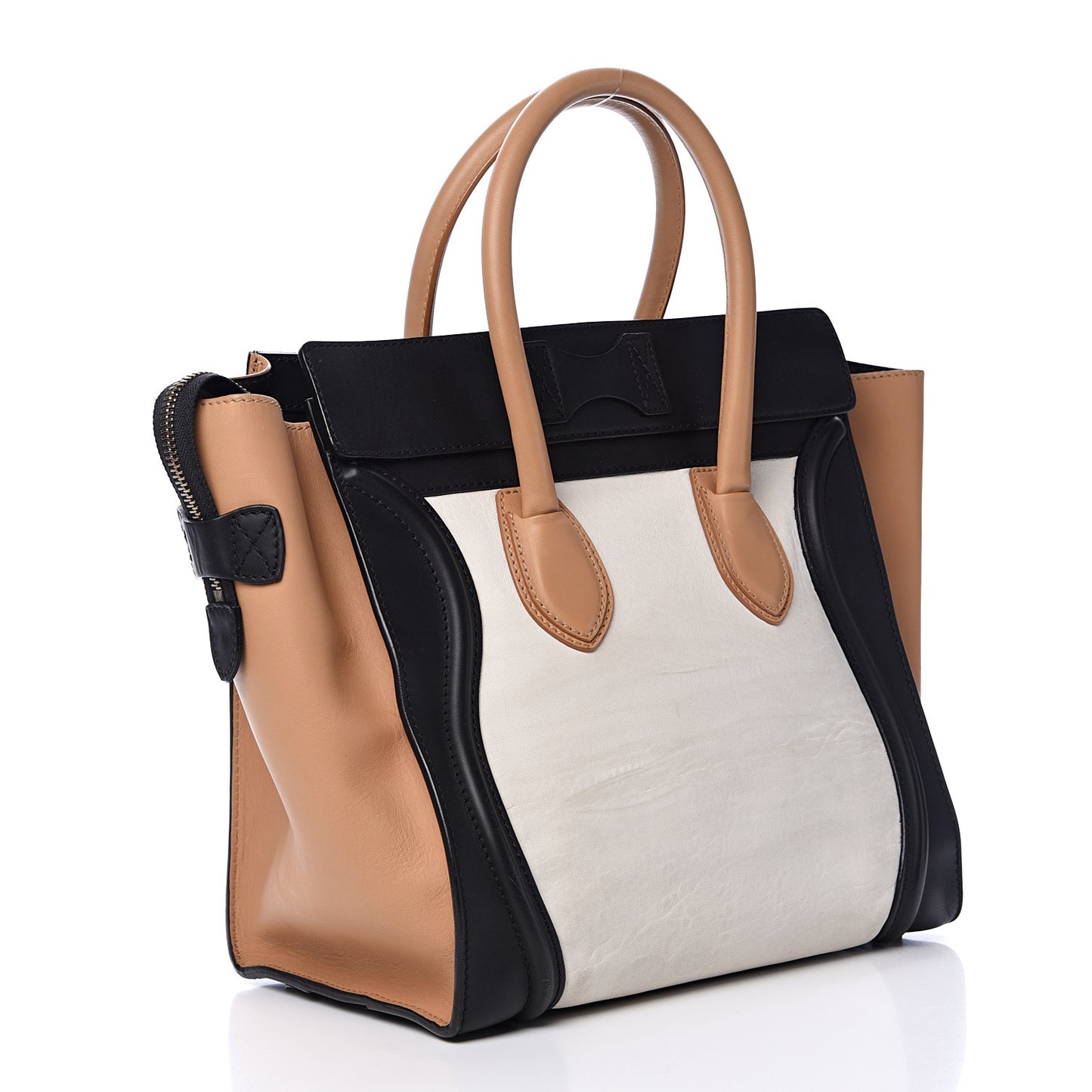 Calfskin Mini Tri-Color Luggage Black Brown White
