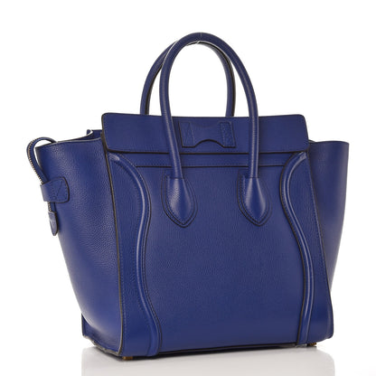 Celine Drummed Calfskin Mini Luggage Indigo 3 of 11