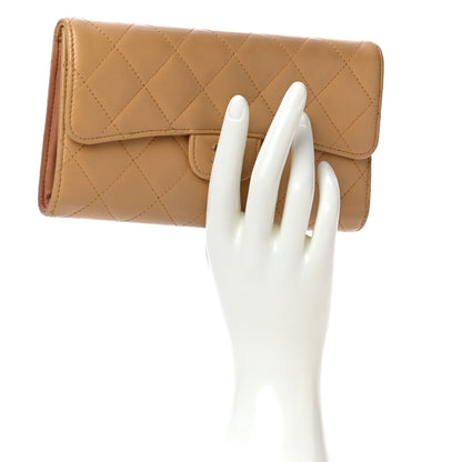 Chanel Lambskin Quilted Large Flap Wallet Beige 2 of 28