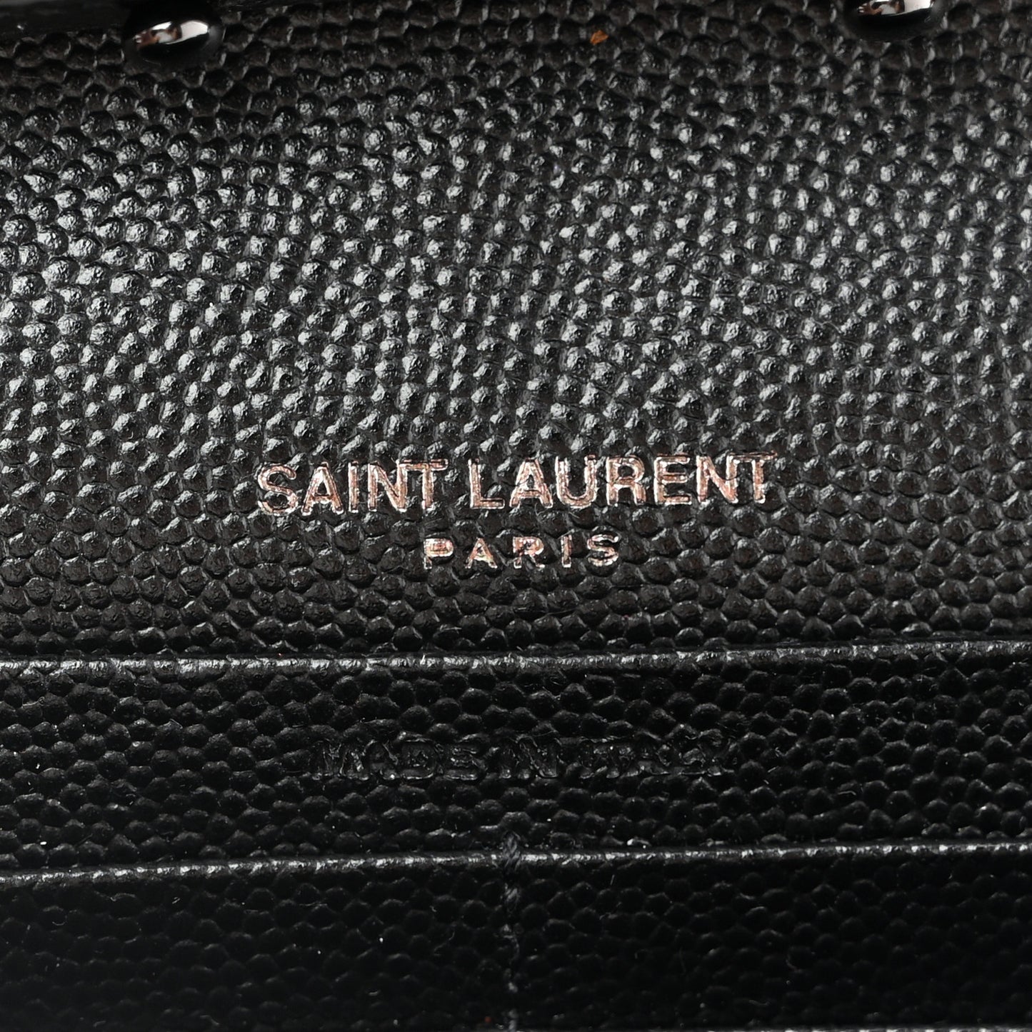 Grain De Poudre Matelasse Chevron Monogram Monochrome Envelope Chain Wallet Black