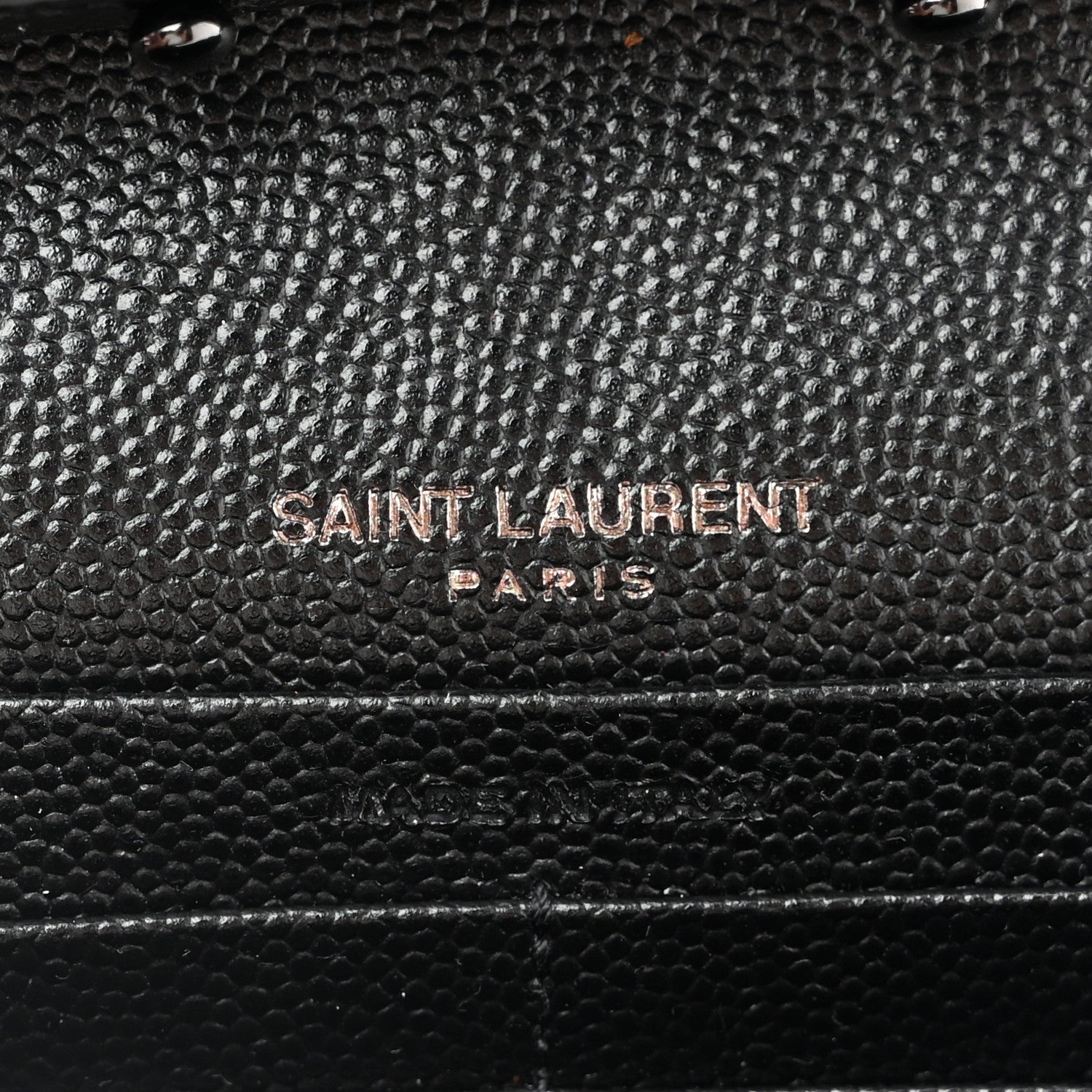 Saint Laurent Grain De Poudre Matelasse Chevron Monogram Monochrome Envelope Chain Wallet Black 7 of 14