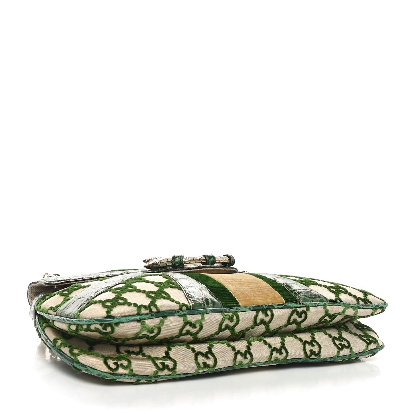 Velvet Monogram Crocodile Tom Ford Jeweled Dragon Shoulder Bag Green Beige