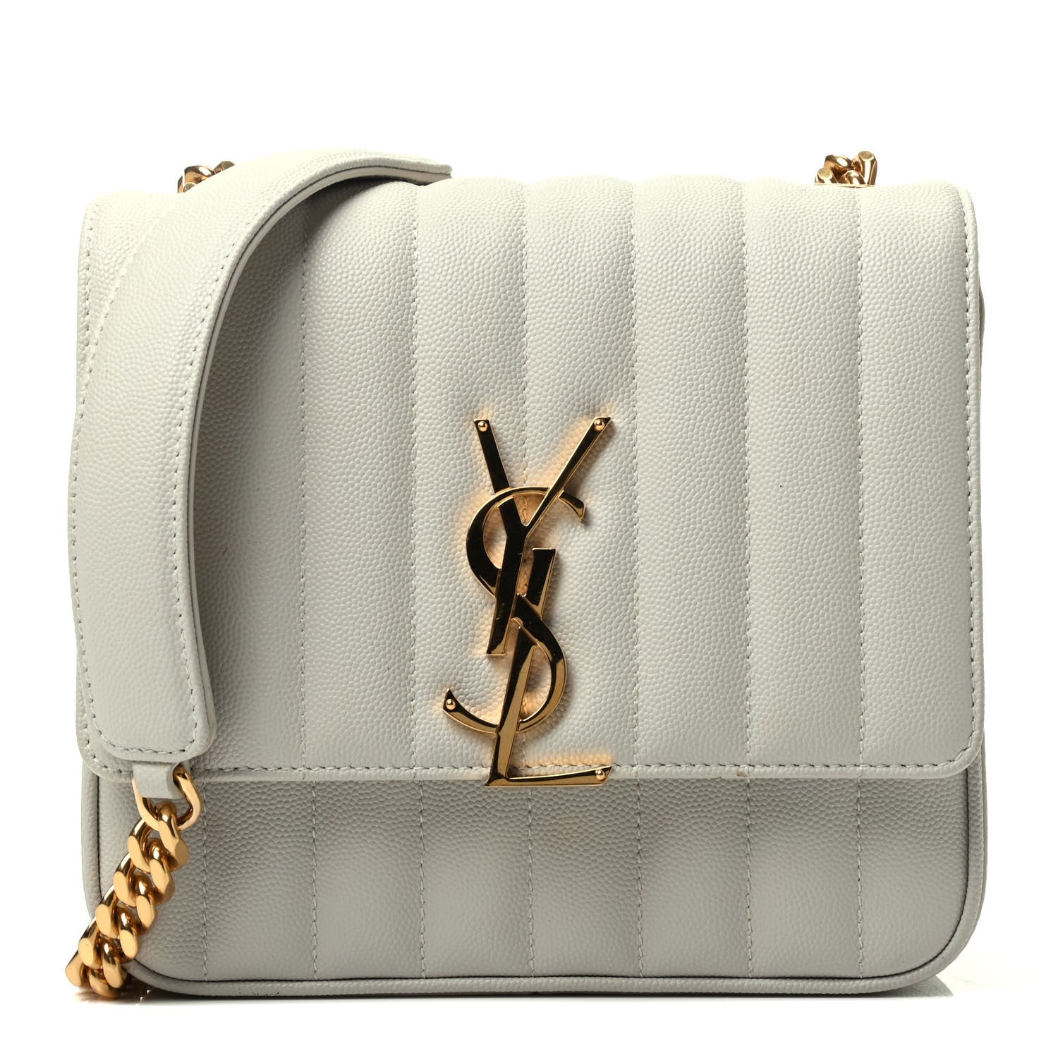 Saint Laurent Grain De Poudre Matelasse Monogram Medium Vicky Chain Bag Crema Soft 1 of 10