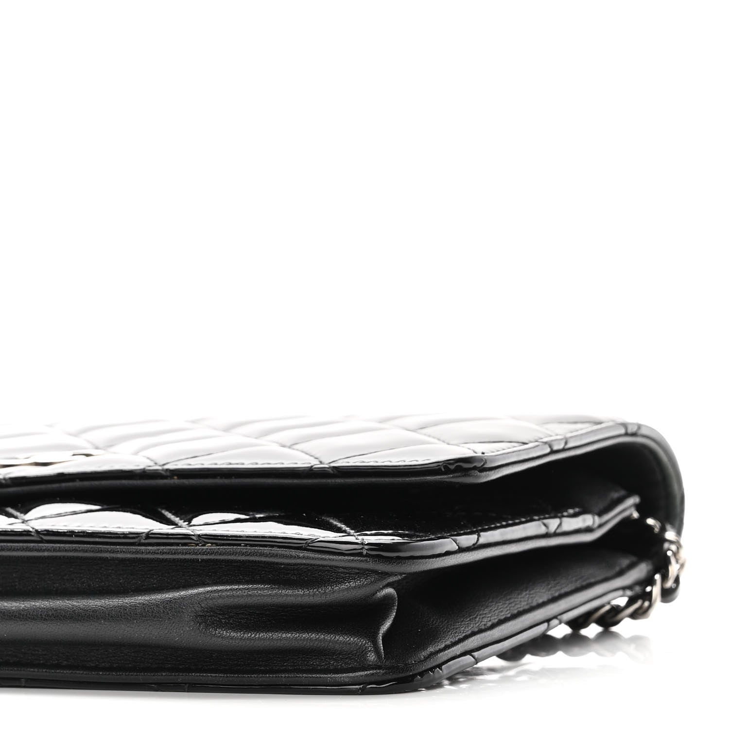 Chanel Patent Quilted Wallet On Chain WOC Black 12 of 13