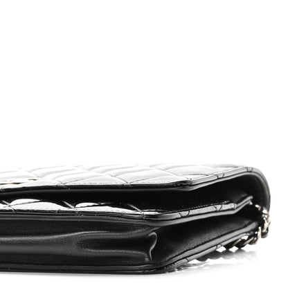 Chanel Patent Quilted Wallet On Chain WOC Black 12 of 13