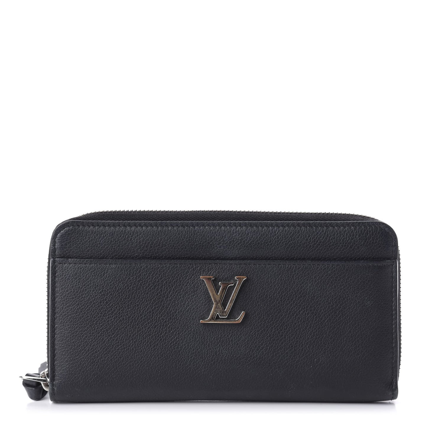 Calfskin Zippy Lockme Wallet Black