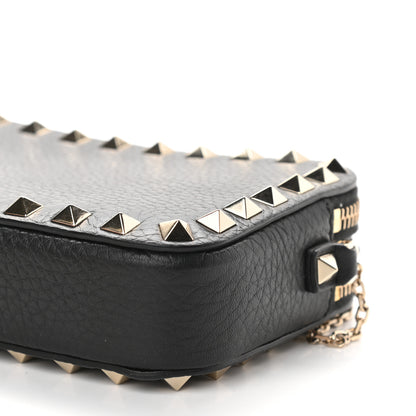 Valentino Garavani Pebbled Calfskin Rockstud Double Zip Camera Crossbody Bag Black 6 of 10