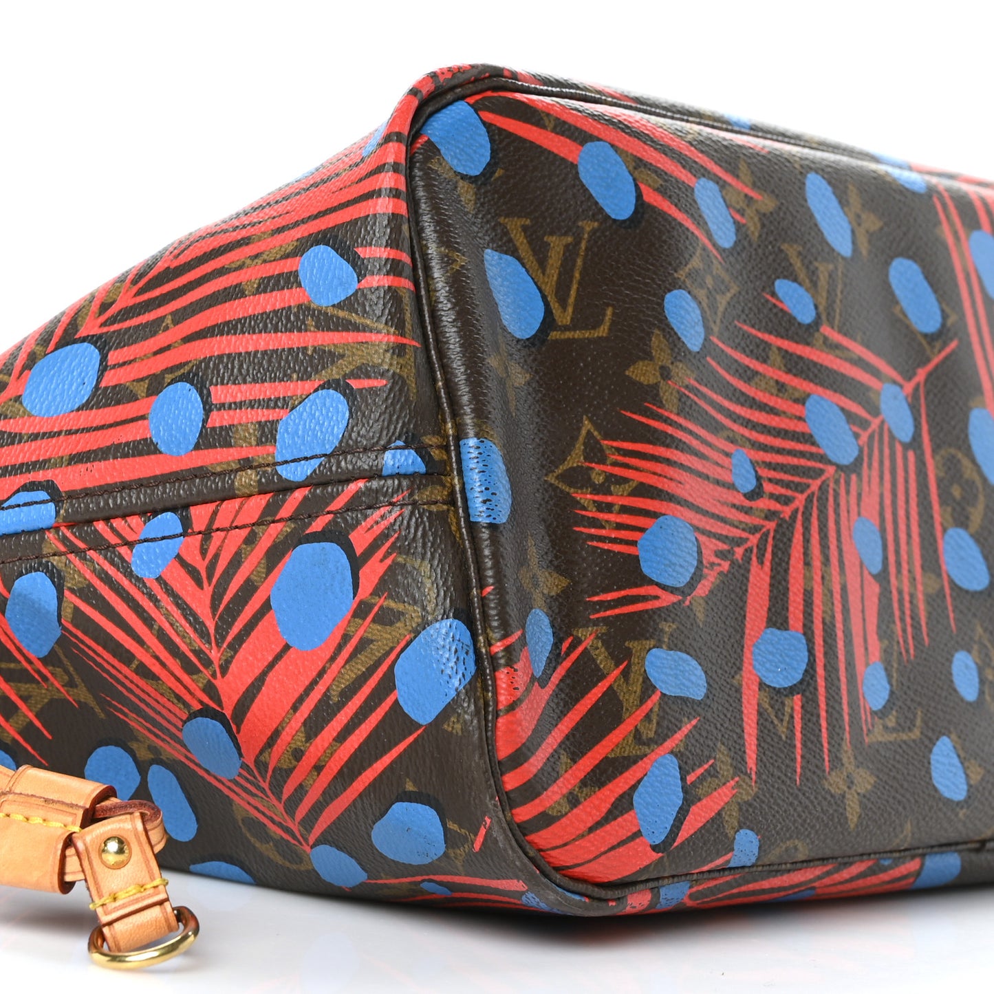 Monogram Jungle Dots Neo Neverfull MM Coquelicot Denim