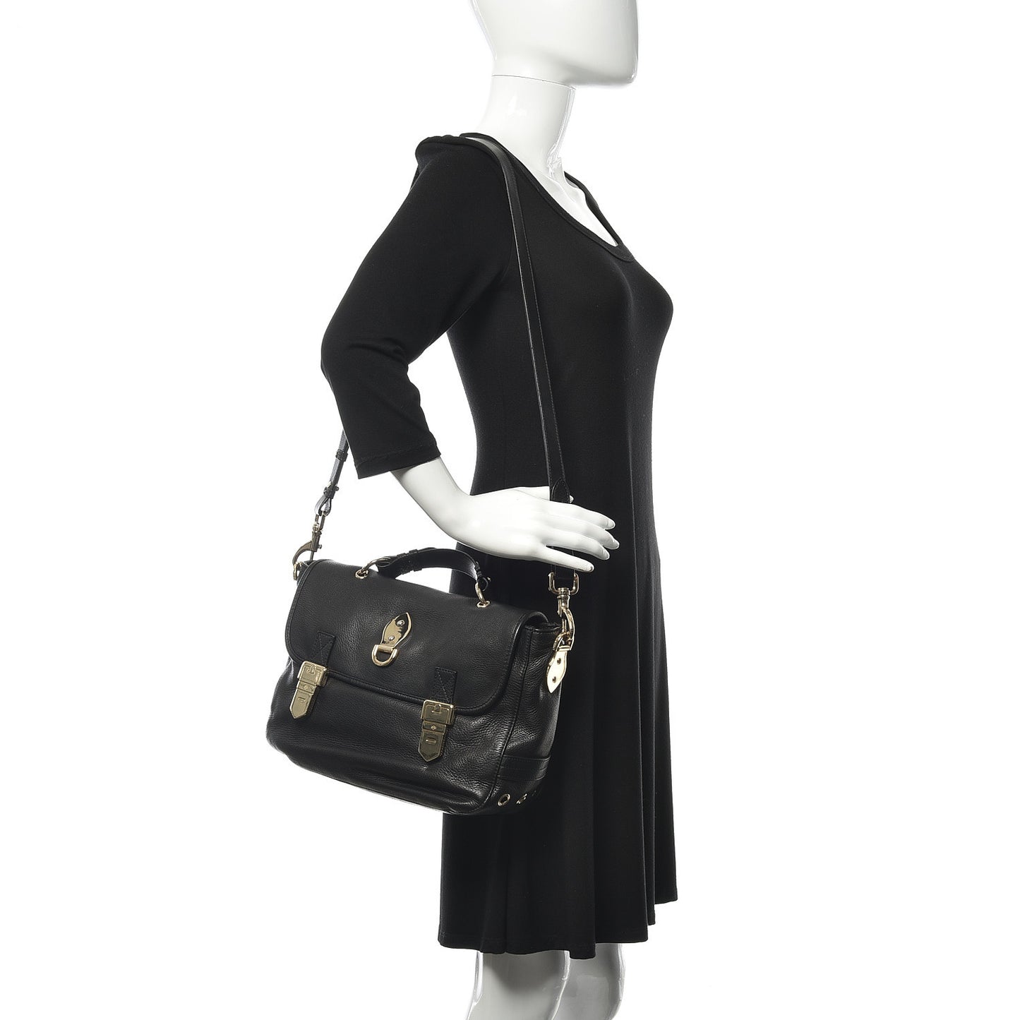 Soft Grain Calfskin Tillie Satchel Black