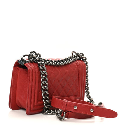 Chanel Caviar Quilted Small Boy Flap Dark Red 3 of 10