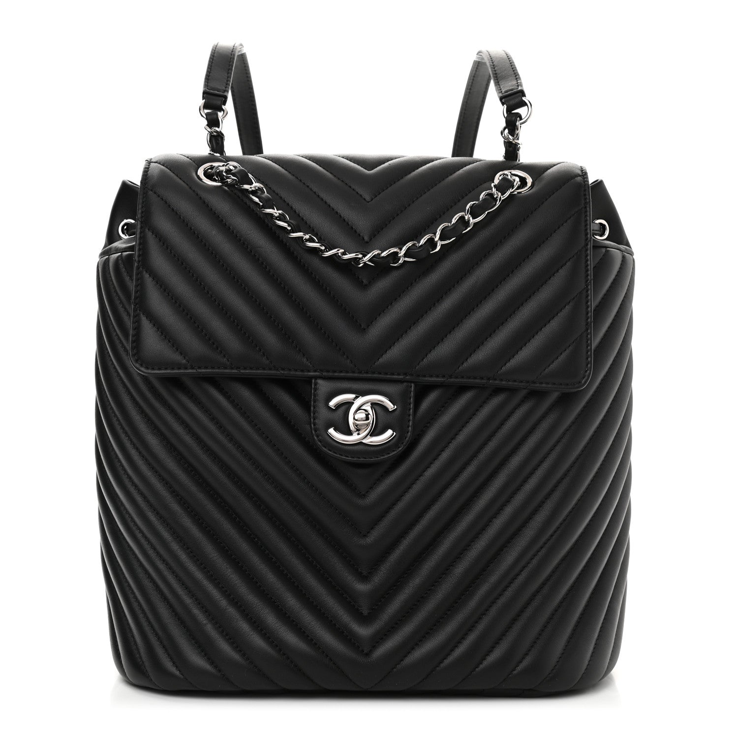 Chanel Calfskin Chevron Quilted Large Urban Spirit Backpack Black 1 of 10