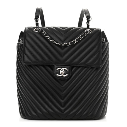 Chanel Calfskin Chevron Quilted Large Urban Spirit Backpack Black 1 of 10