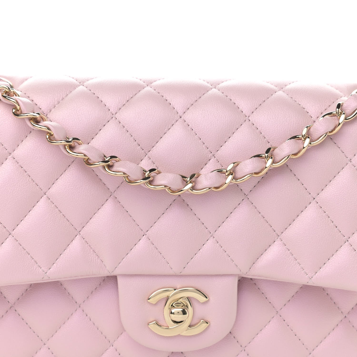 Chanel Iridescent Calfskin Quilted Medium Double Flap Light Pink 8 of 11