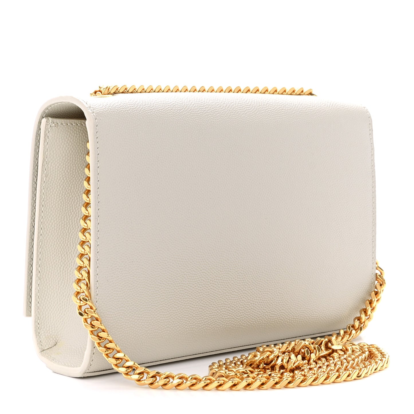 SAINT LAURENT Grain De Poudre Small Monogram Kate Satchel Crema Soft
