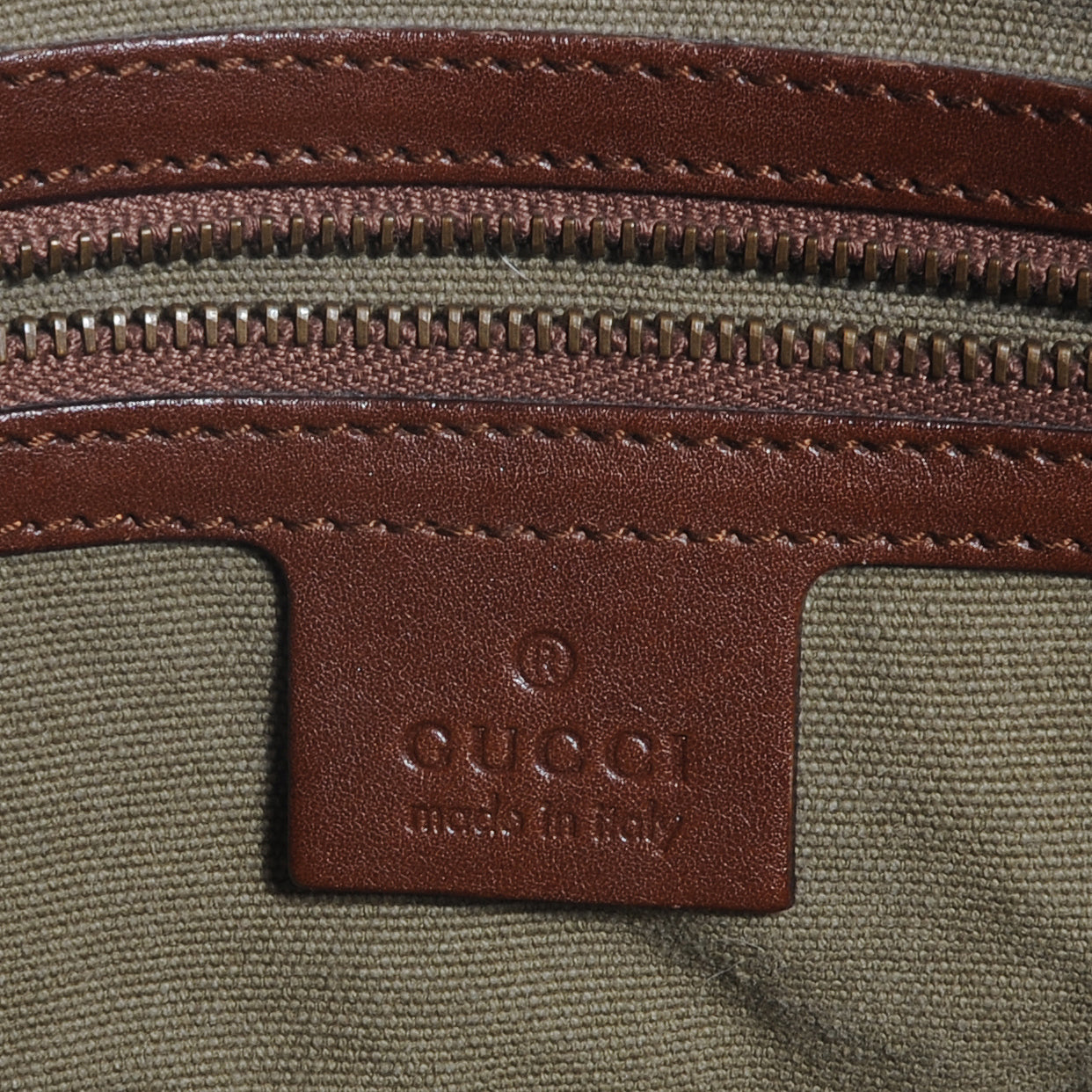 Gucci Canvas Bamboo Handle Drawstring Bag Olive 6 of 7