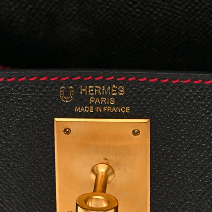 Hermes Epsom Horseshoe Kelly Sellier 28 Black Rouge Grenat 6 of 11