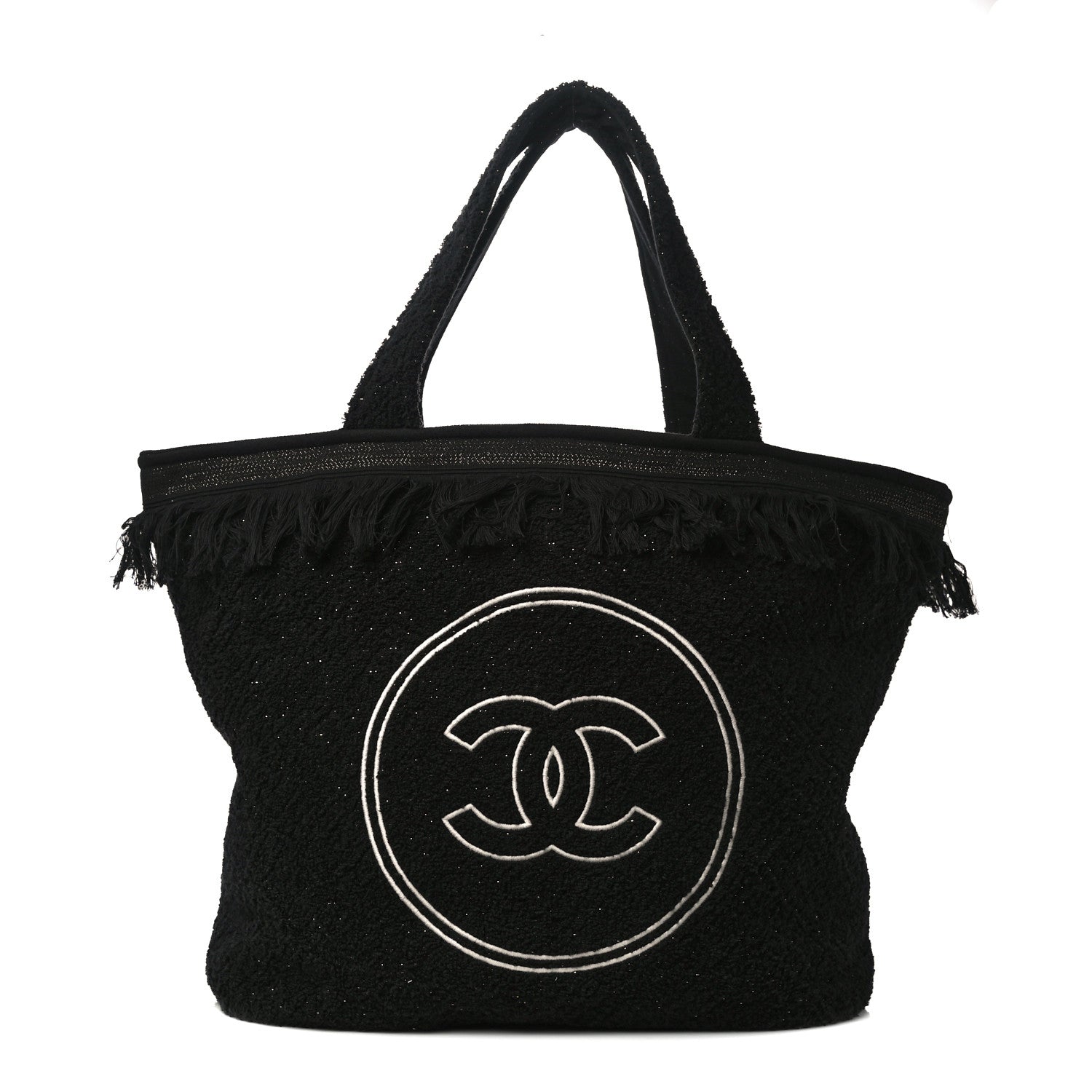 Chanel Terry Cotton CC Beach Tote Towel Set Black 4 of 16