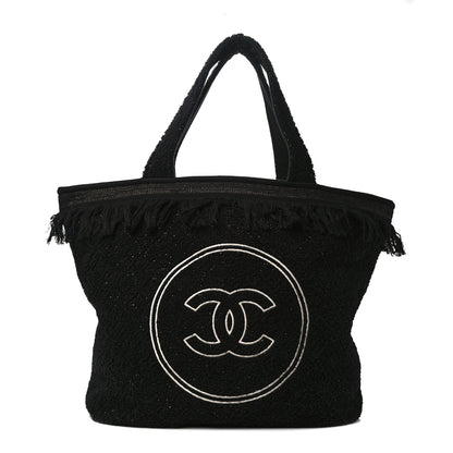 Chanel Terry Cotton CC Beach Tote Towel Set Black 4 of 16