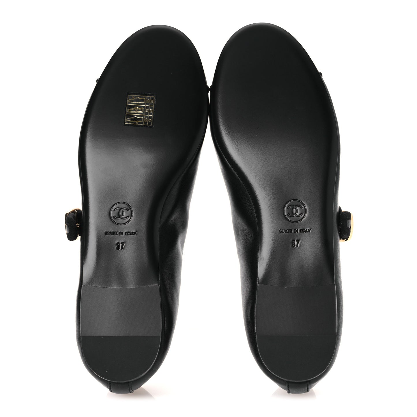 Lambskin Mary Jane Flats 37 Black