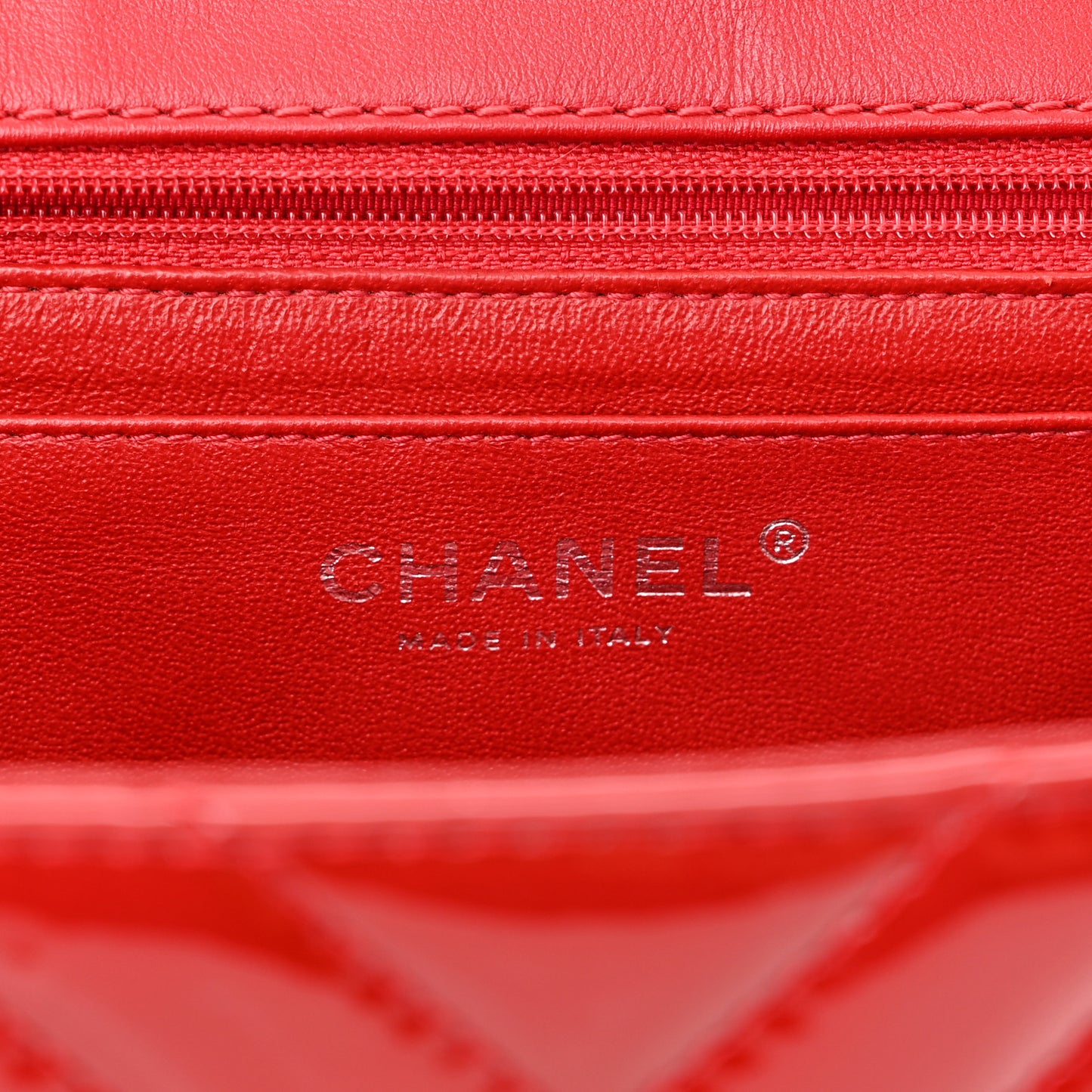 Patent Chevron Quilted Maxi Single Flap Red