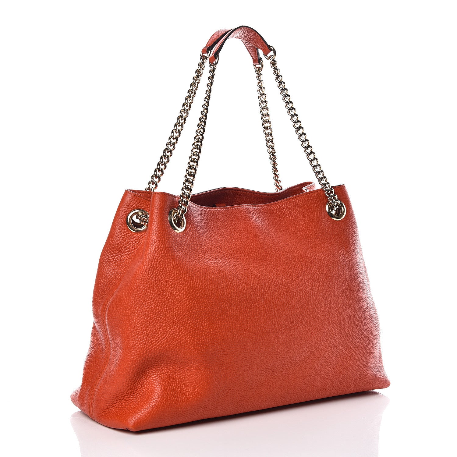 Gucci Pebbled Calfskin Medium Soho Chain Shoulder Bag Sun Orange 3 of 10
