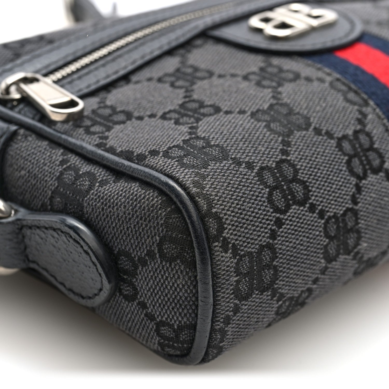 Gucci X BALENCIAGA BB Monogram Web Mini Ophidia Shoulder Bag Black 9 of 10
