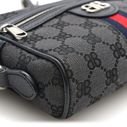 Gucci X BALENCIAGA BB Monogram Web Mini Ophidia Shoulder Bag Black 9 of 10