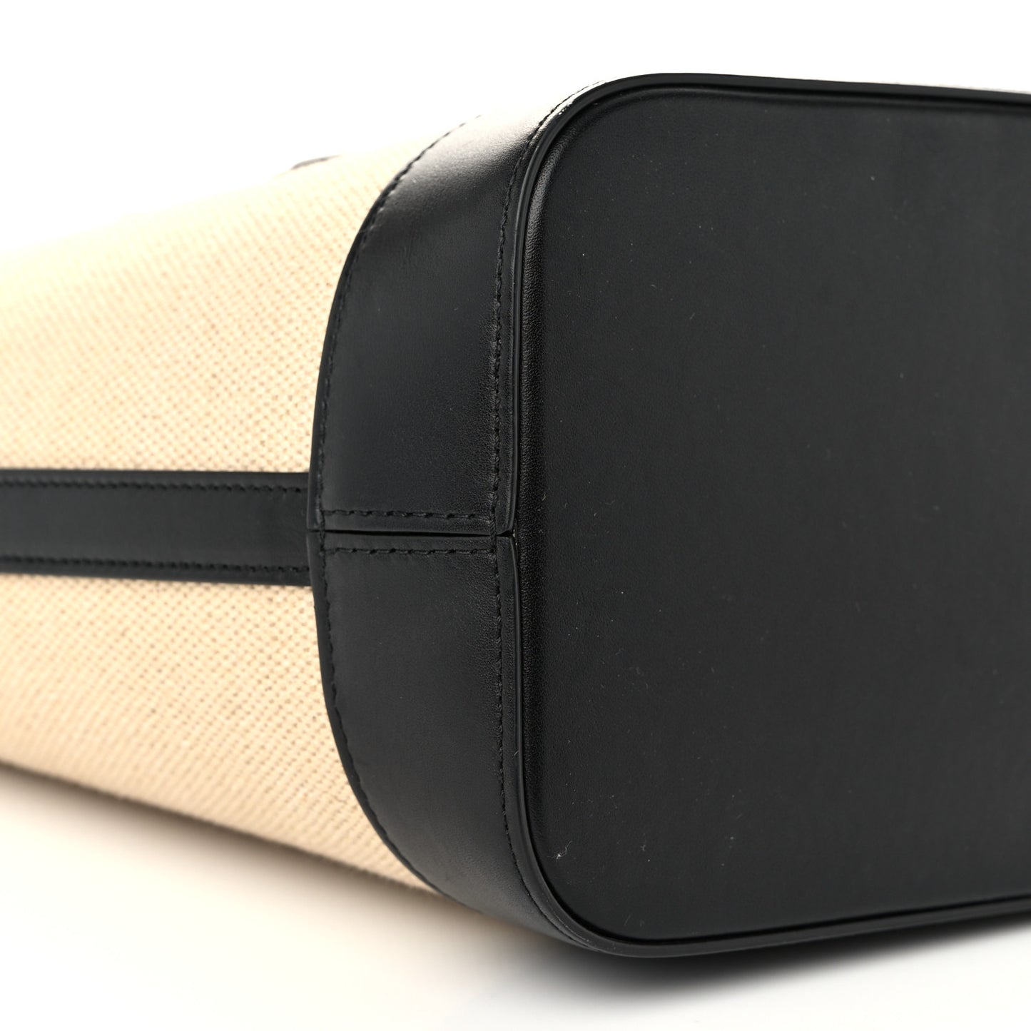 Canvas Calfskin Triomphe Small Bucket Bag Vanilla Black