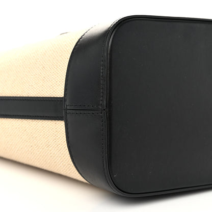 Celine Canvas Calfskin Triomphe Small Bucket Bag Vanilla Black 9 of 10