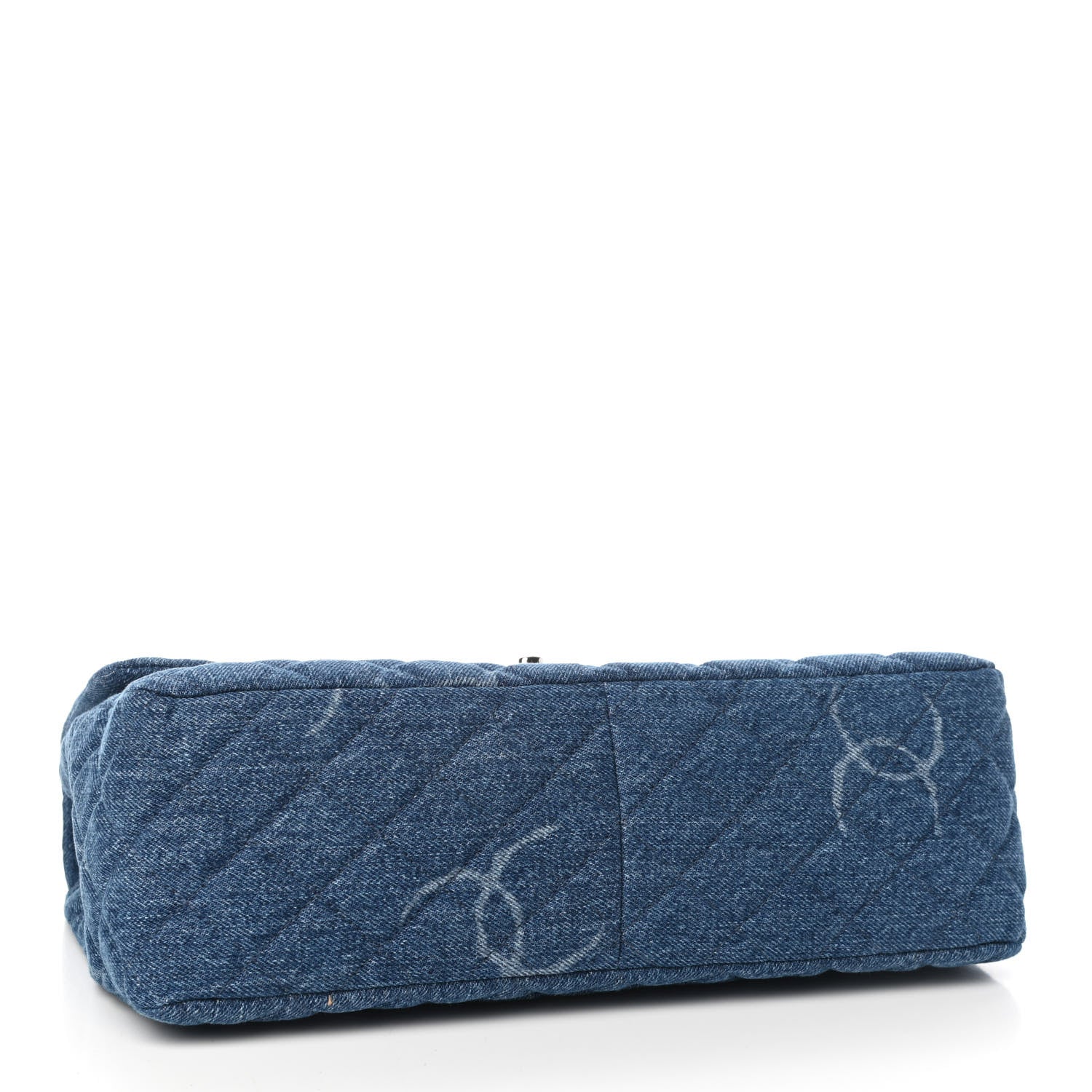 Chanel Denim Quilted CC Print Jumbo Single Flap Blue 3 of 8