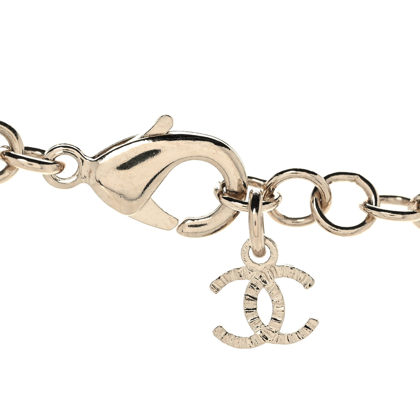 Metal Lambskin Chain CC Necklace Black Gold
