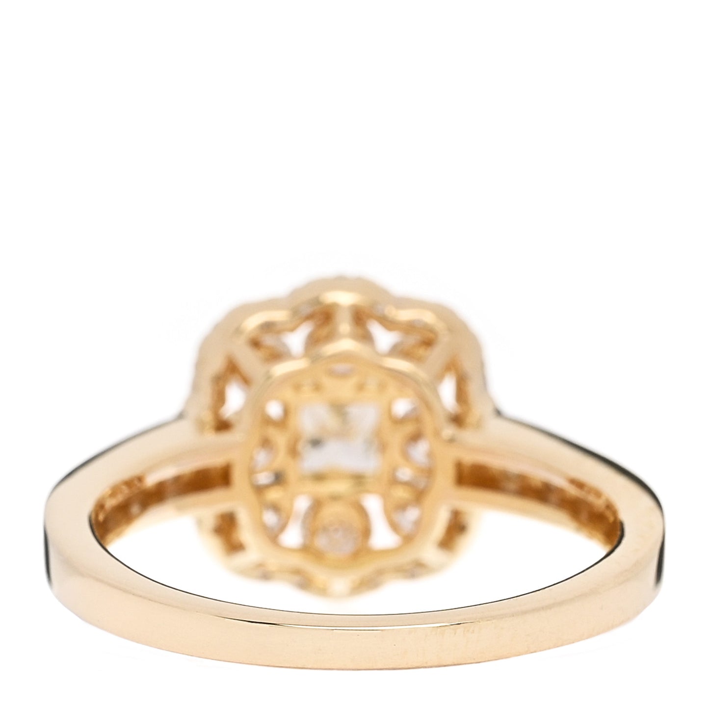 18K Yellow Gold Diamond 1.18ctw Flower Pave Halo Ring 53 6.5