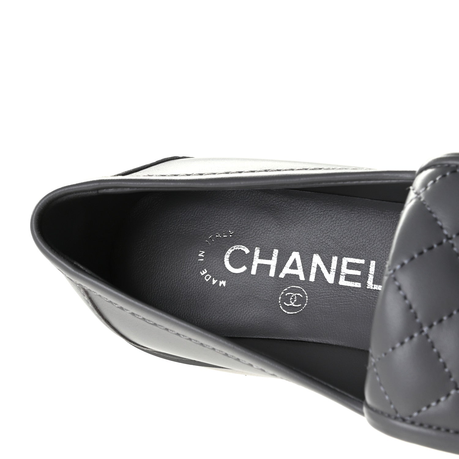 Chanel Lambskin Quilted CC Turnlock Loafers 38 Grey 8 of 9