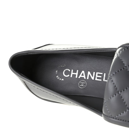 Chanel Lambskin Quilted CC Turnlock Loafers 38 Grey 8 of 9