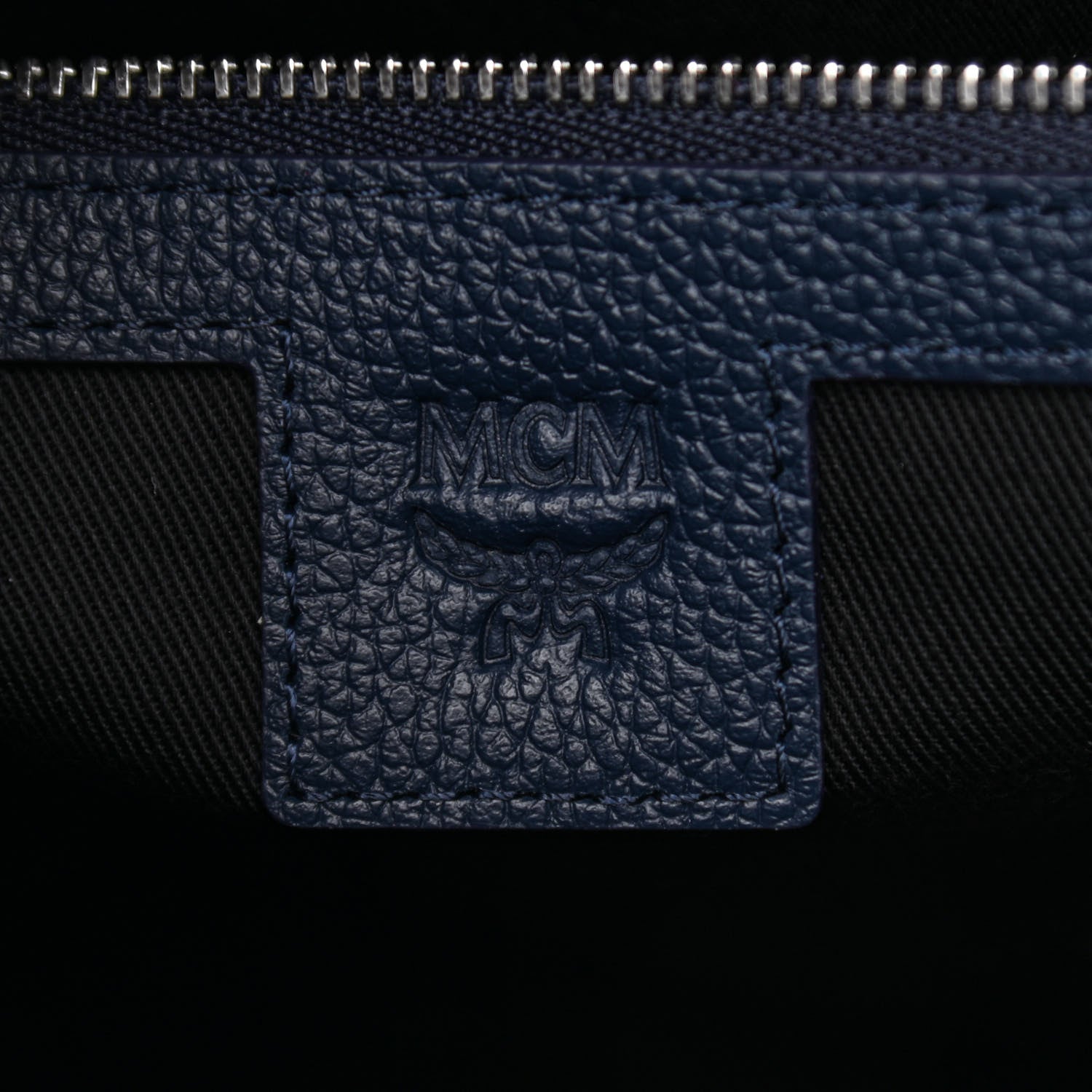 MCM Grained Calfskin Camouflage Small Aren Tote Navy 6 of 9