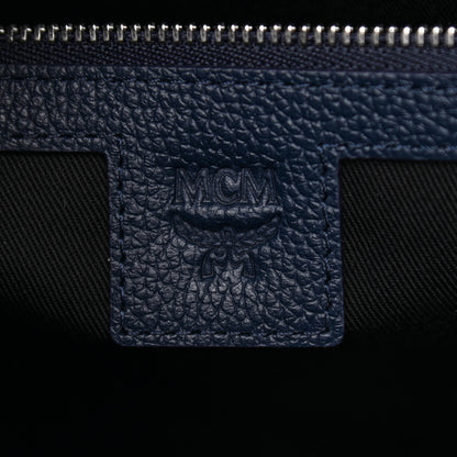 MCM Grained Calfskin Camouflage Small Aren Tote Navy 6 of 9