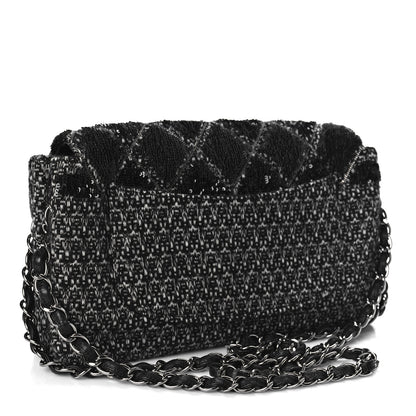 Chanel Sequin Tweed Icons Large Accordion 3 Flap Black 3 of 14