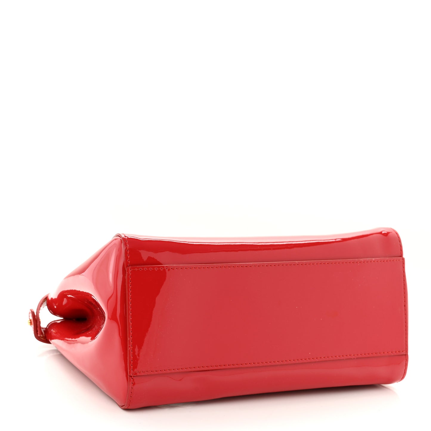 Vitello Vernice Mou Mini Peekaboo Iconic Satchel Rosso Cardinale