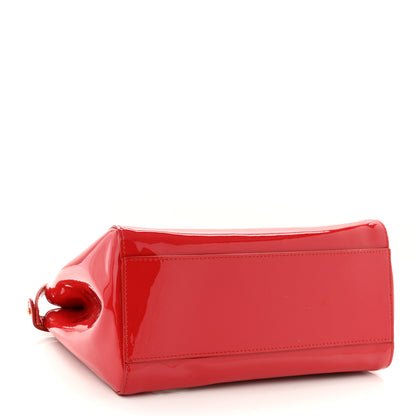 Fendi Vitello Vernice Mou Mini Peekaboo Iconic Satchel Rosso Cardinale 4 of 9