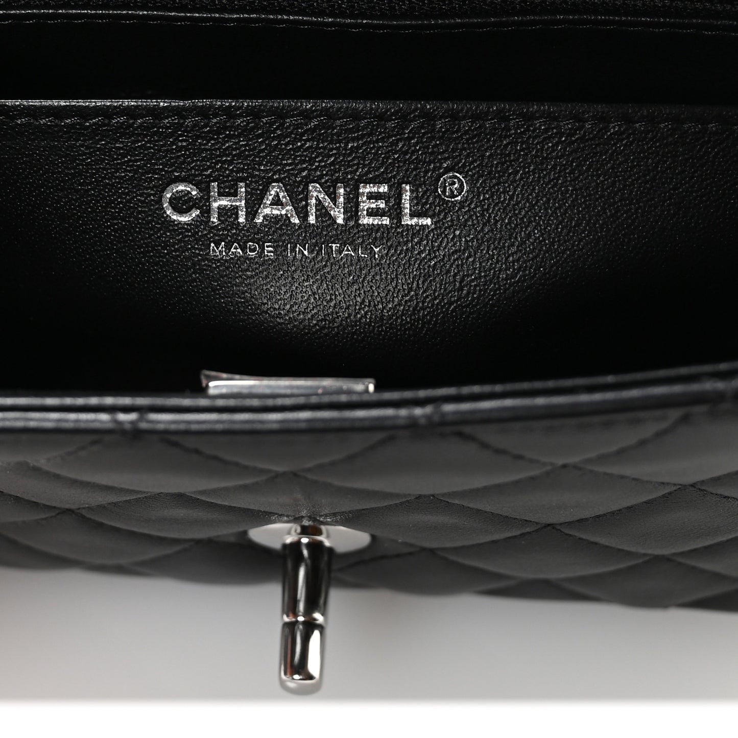 Lambskin Quilted Mini Rectangular Flap Black