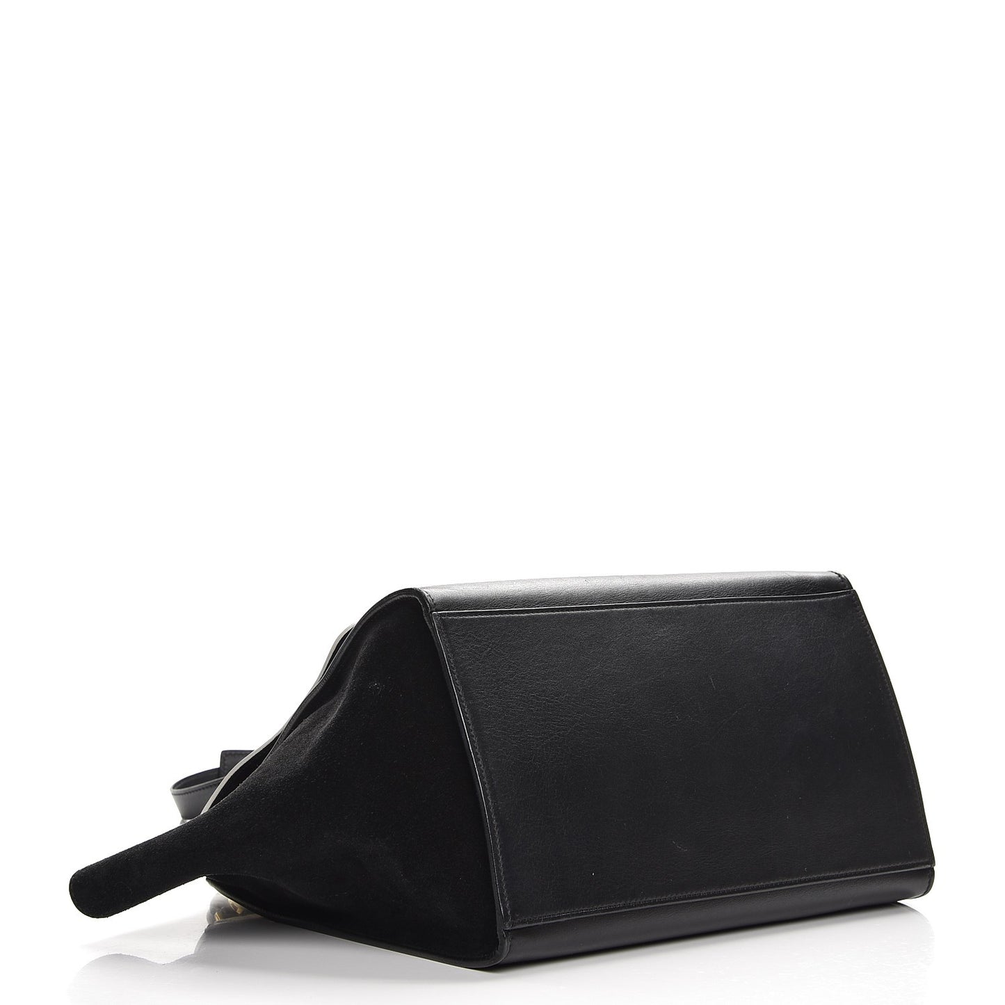 Smooth Calfskin Suede Medium Bi-Color Trapeze Black