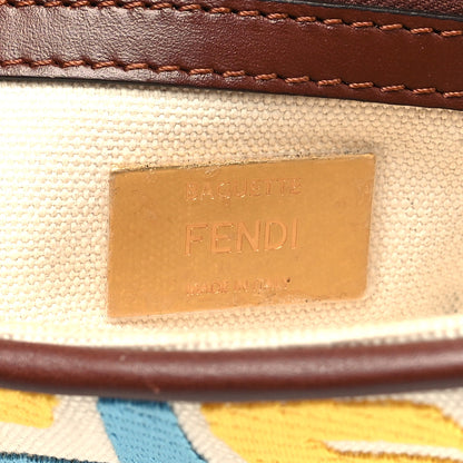Fendi X SARA COLEMAN Canvas Vitello King Seta FF Fish Eye Embroidered Baguette Grezzo Multicolor Ghianda 6 of 12