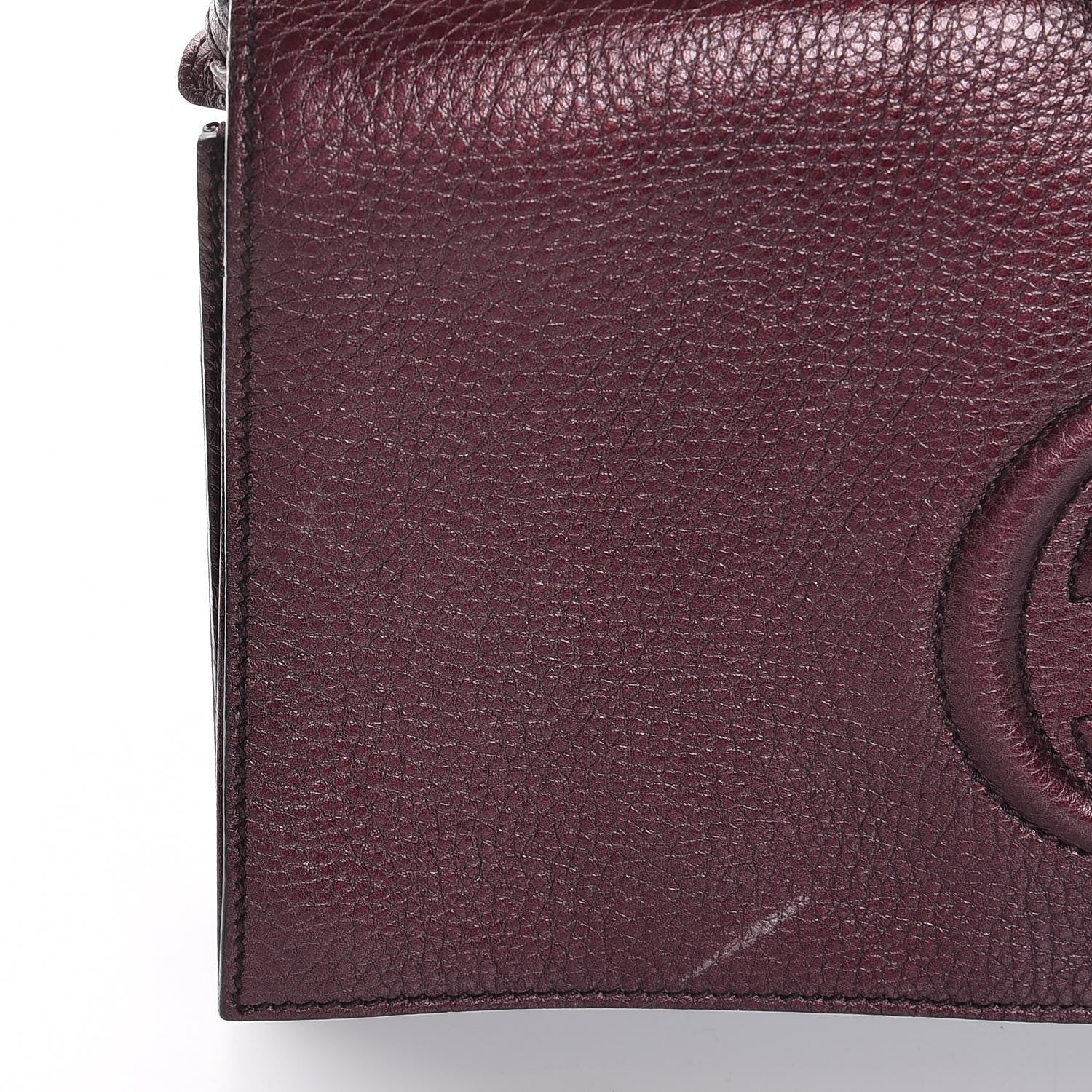 Gucci Metallic Cellarius Calfskin Medium Soho Clutch Classic Burgundy 10 of 10