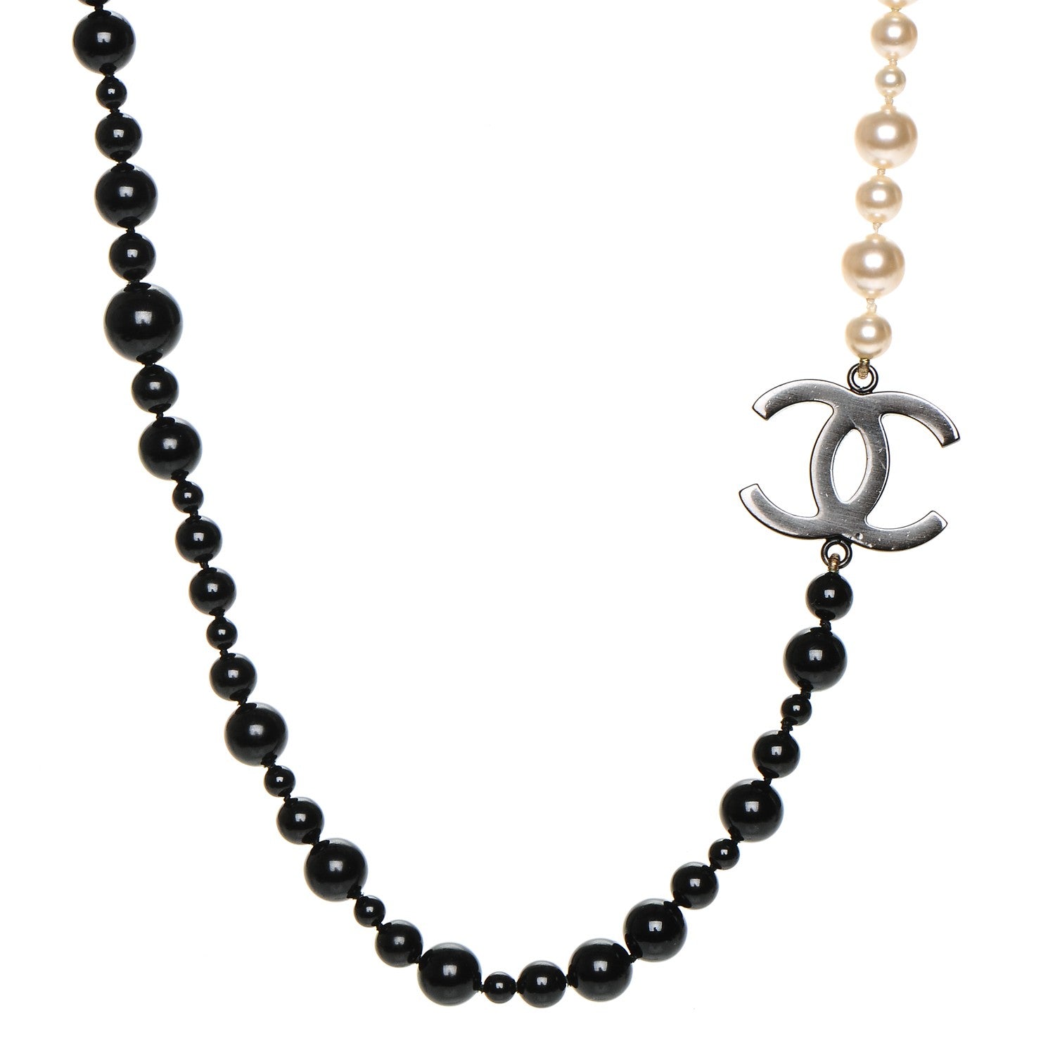 Chanel Ruthenium Pearl Bead CC Short Necklace Black 1 of 4